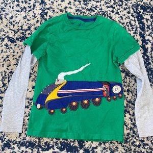 Mini boden long sleeve 7-8 train appliqué shirt guc